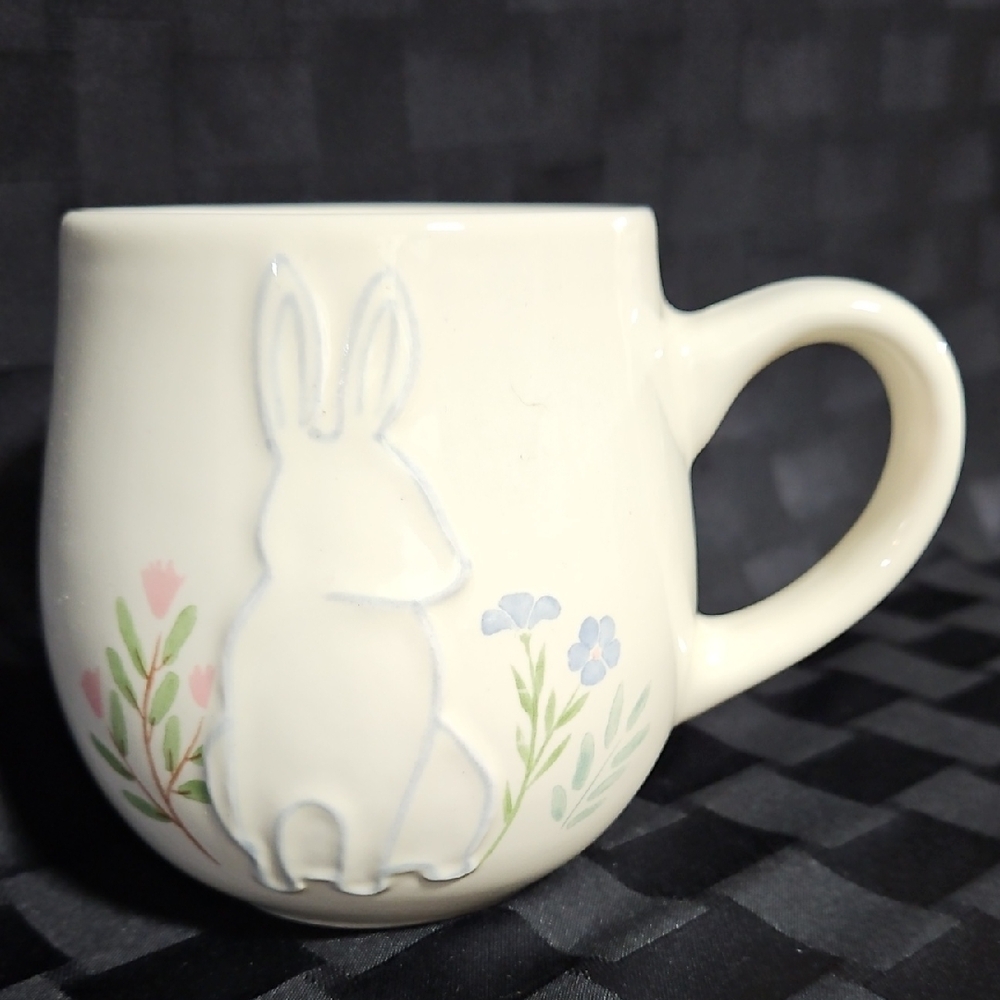 Simply Spring Embossed Bunny Mug Easter Wildflower Ceramic by Holiday Home